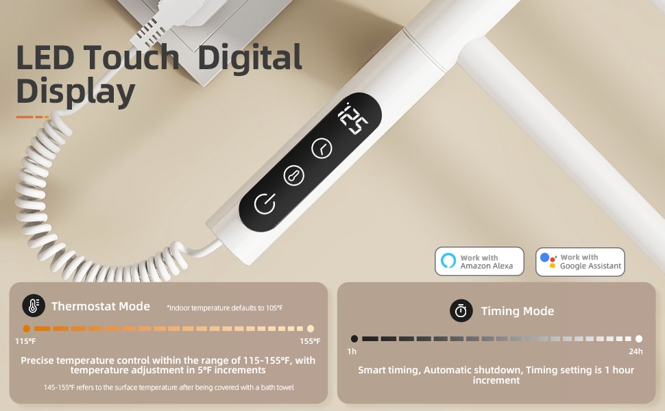 Smart Heated Towel Rack With Wi-fi Control And Rotating Bars_voghion.com